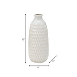 Cer, 12" Dimpled Vase, Oatmeal