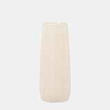 Cer, 12" Etched Lines Cylinder Vase, Cotton