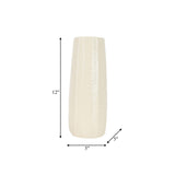 Cer, 12" Etched Lines Cylinder Vase, Cotton