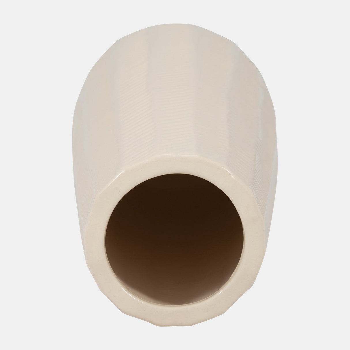 Cer, 12" Etched Lines Cylinder Vase, Cotton