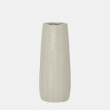 Cer, 12" Etched Lines Cylinder Vase, Cucumber