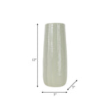 Cer, 12" Etched Lines Cylinder Vase, Cucumber