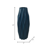 Cer, 12" Flutter Vase, Dark Blue