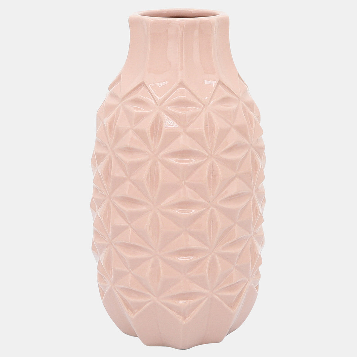 Cer, 12" Geo Vase, Blush