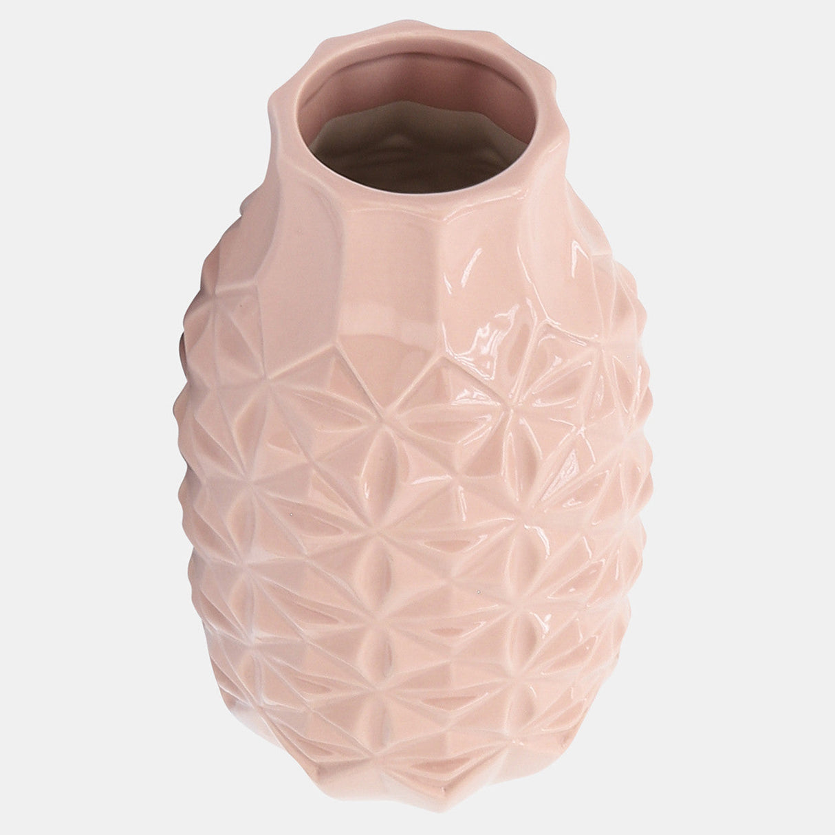 Cer, 12" Geo Vase, Blush