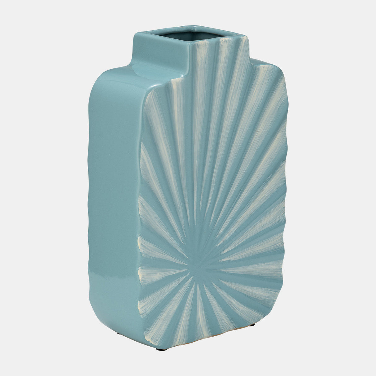 Cer, 12"h Textured Vase, Aqua