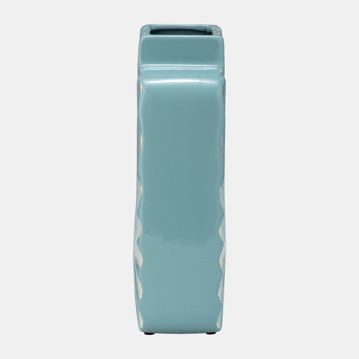 Cer, 12"h Textured Vase, Aqua