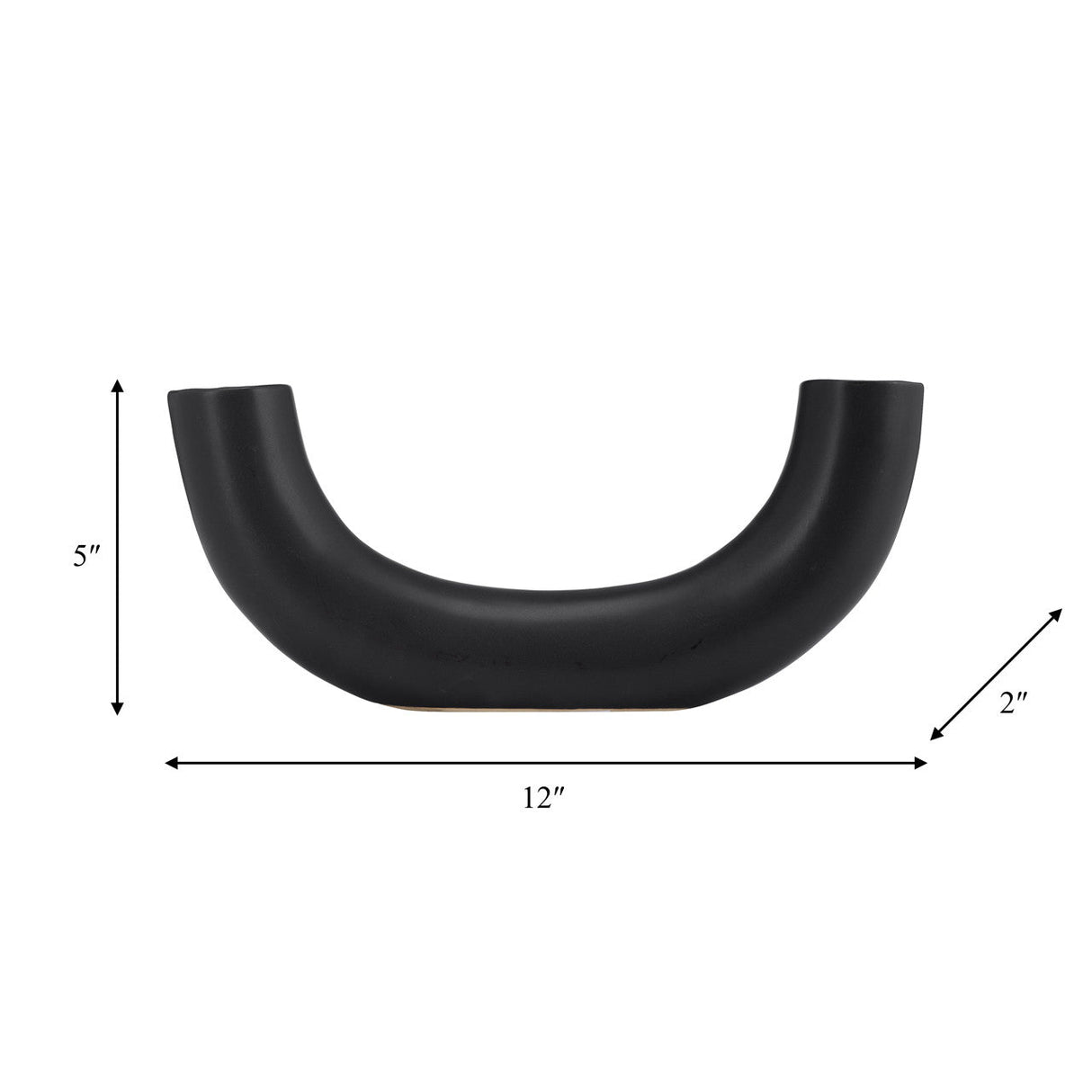 Cer, 12"l Half Circle Vase, Black