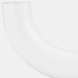 Cer, 12"l Half Circle Vase, White