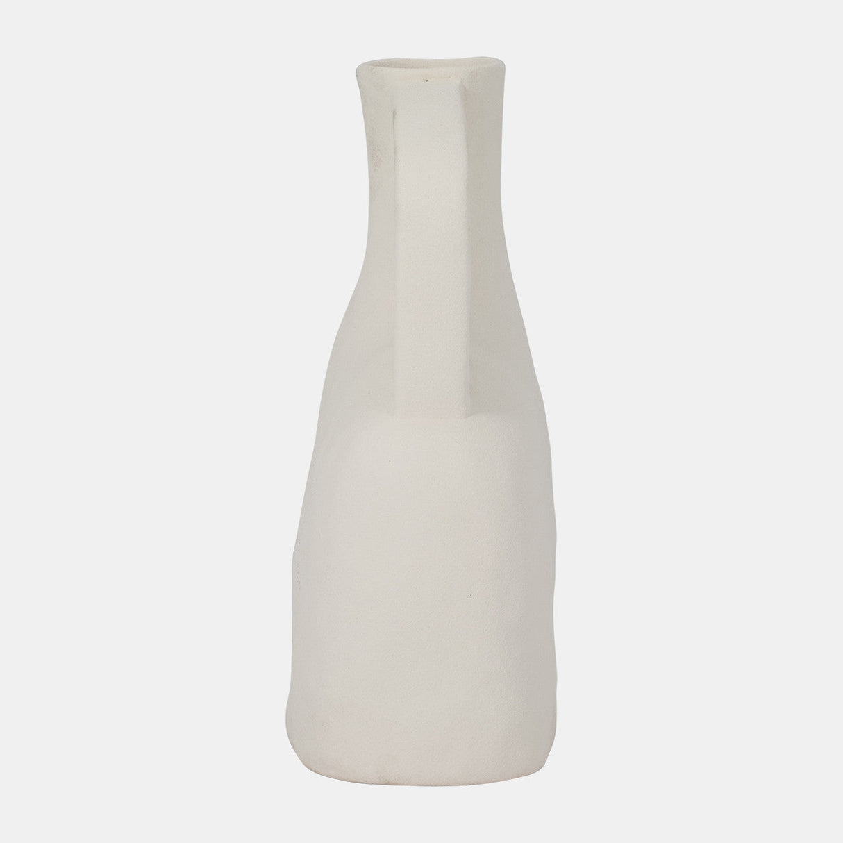 Cer, 12" Rough Triple Handle Vase, Cotton