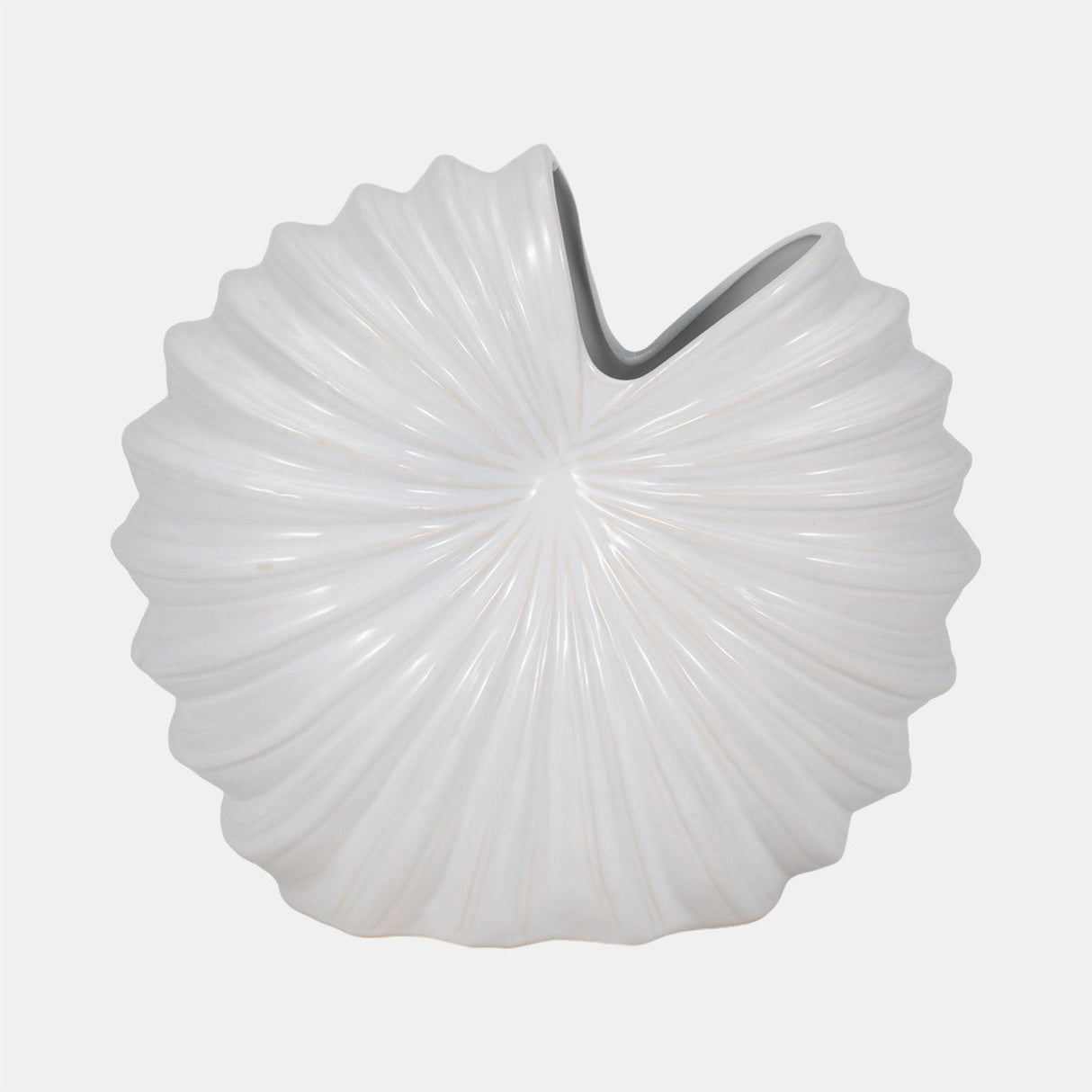 Cer, 12" Shell Vase, White