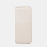 Cer, 12" Squared Grooved Vase, Ivory