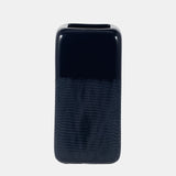 Cer, 12" Squared Grooved Vase, Navy Blue