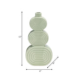 Cer, 12" Stacked Circles Vase, Cucumber