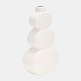 Cer, 12" Stacked Circles Vase, White