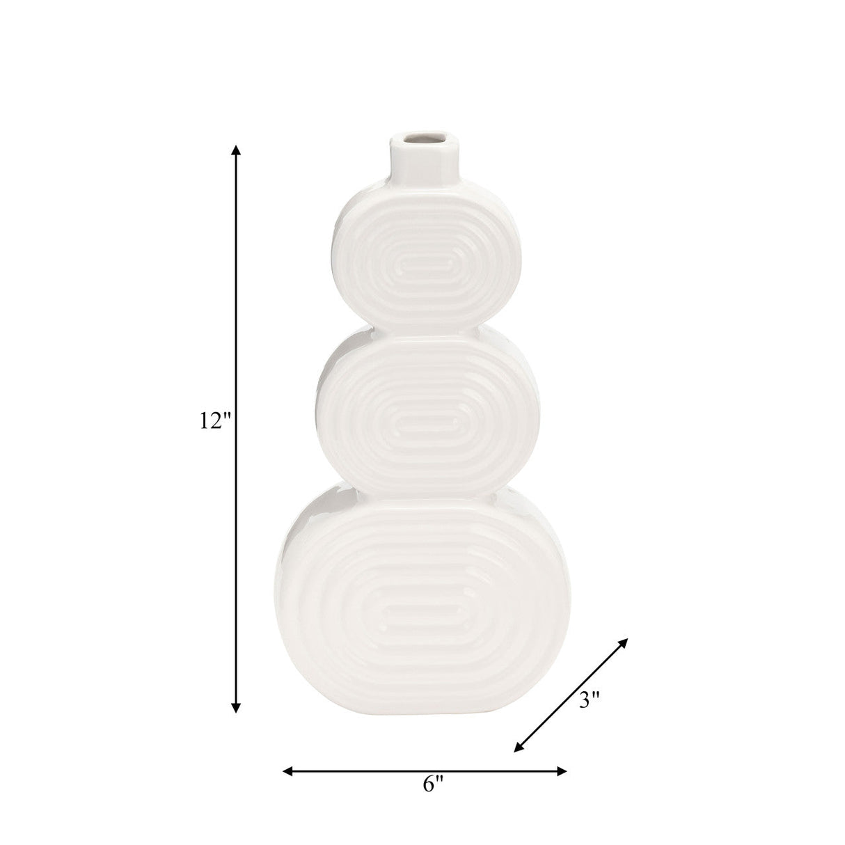 Cer, 12" Stacked Circles Vase, White