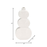 Cer, 12" Stacked Circles Vase, White