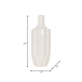 Cer, 13" Fluted Vase, White