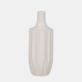 Cer, 13" Fluted Vase, White