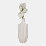 Cer, 13" Fluted Vase, White