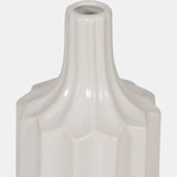 Cer, 13" Fluted Vase, White