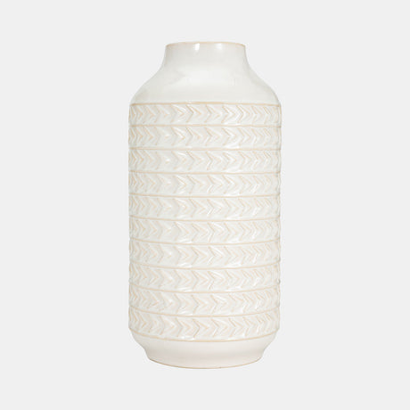 Cer, 13"h Aztec Vase, Ivory