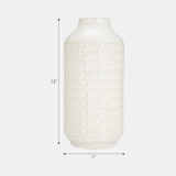 Cer, 13"h Aztec Vase, Ivory