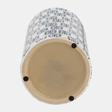 Cer, 13"h Modern Ginger Jar, Navy/white