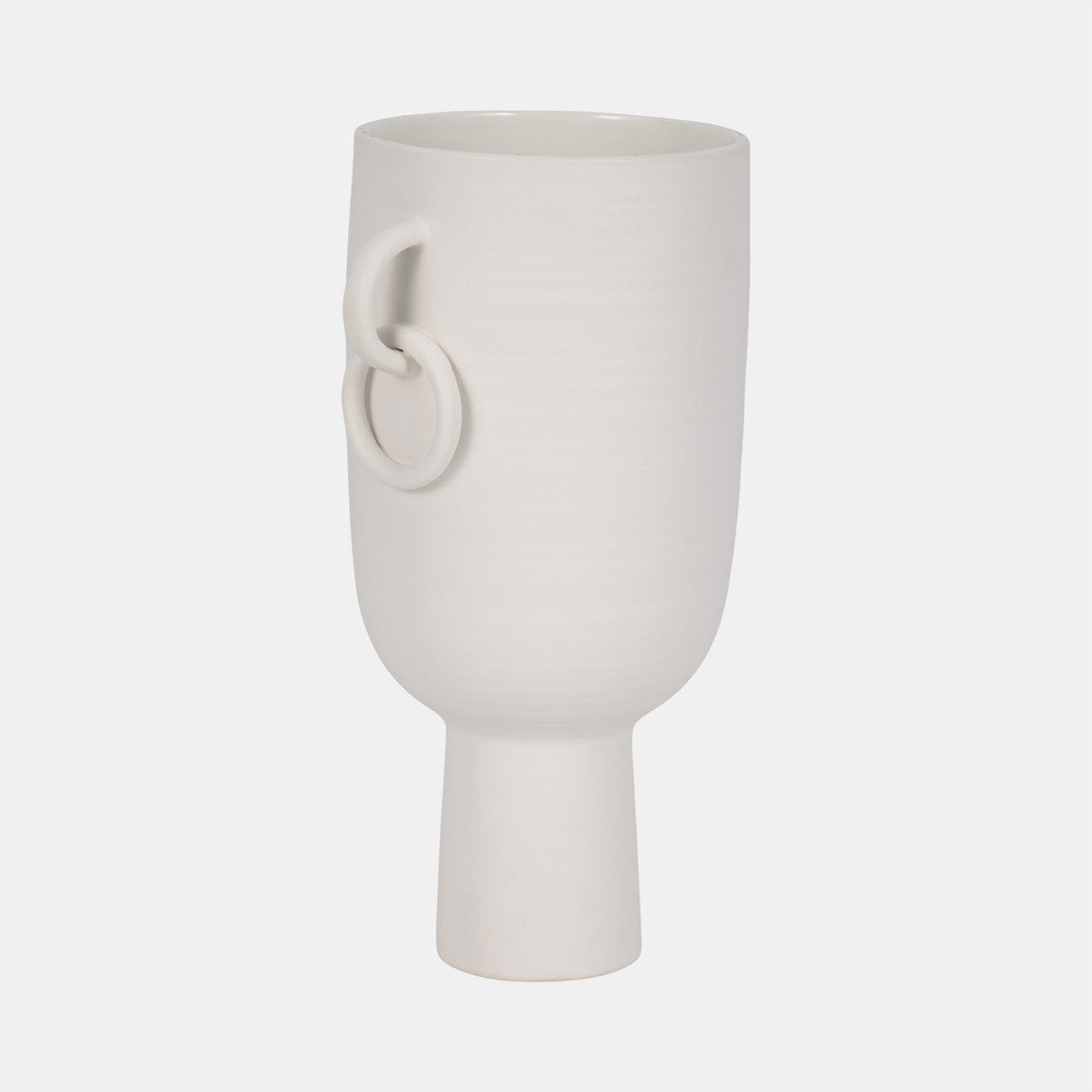 Cer, 13"h Vase With Handles, White