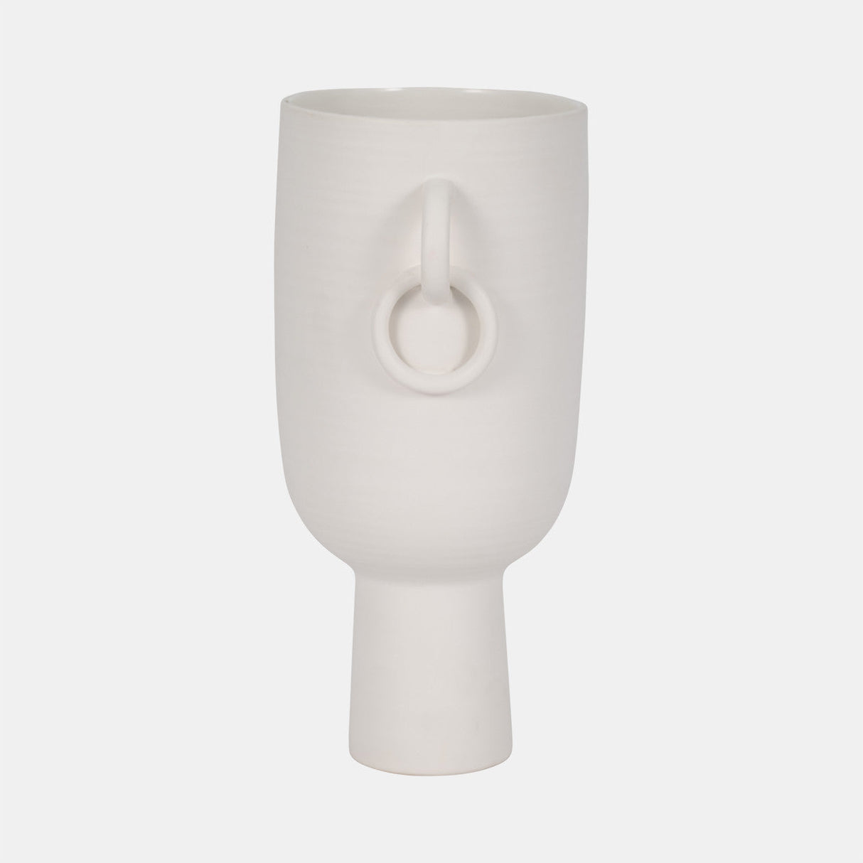 Cer, 13"h Vase With Handles, White