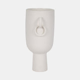 Cer, 13"h Vase With Handles, White