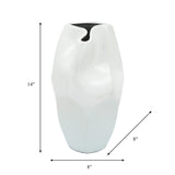 Cer, 14"h Abstract Vase, White