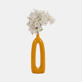 Cer, 14"h Open Cut-out Vase, Mustard Gold