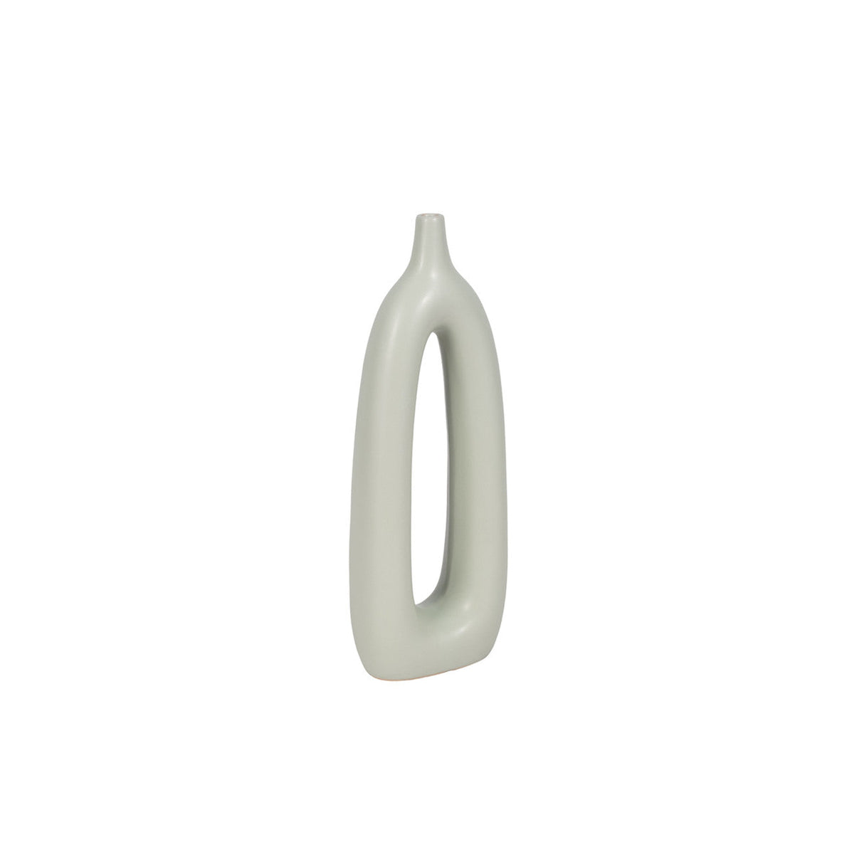 Cer, 14"h Open Cut-out Vase, Sage Green