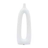 Cer, 14"h Open Cut-out Vase, White