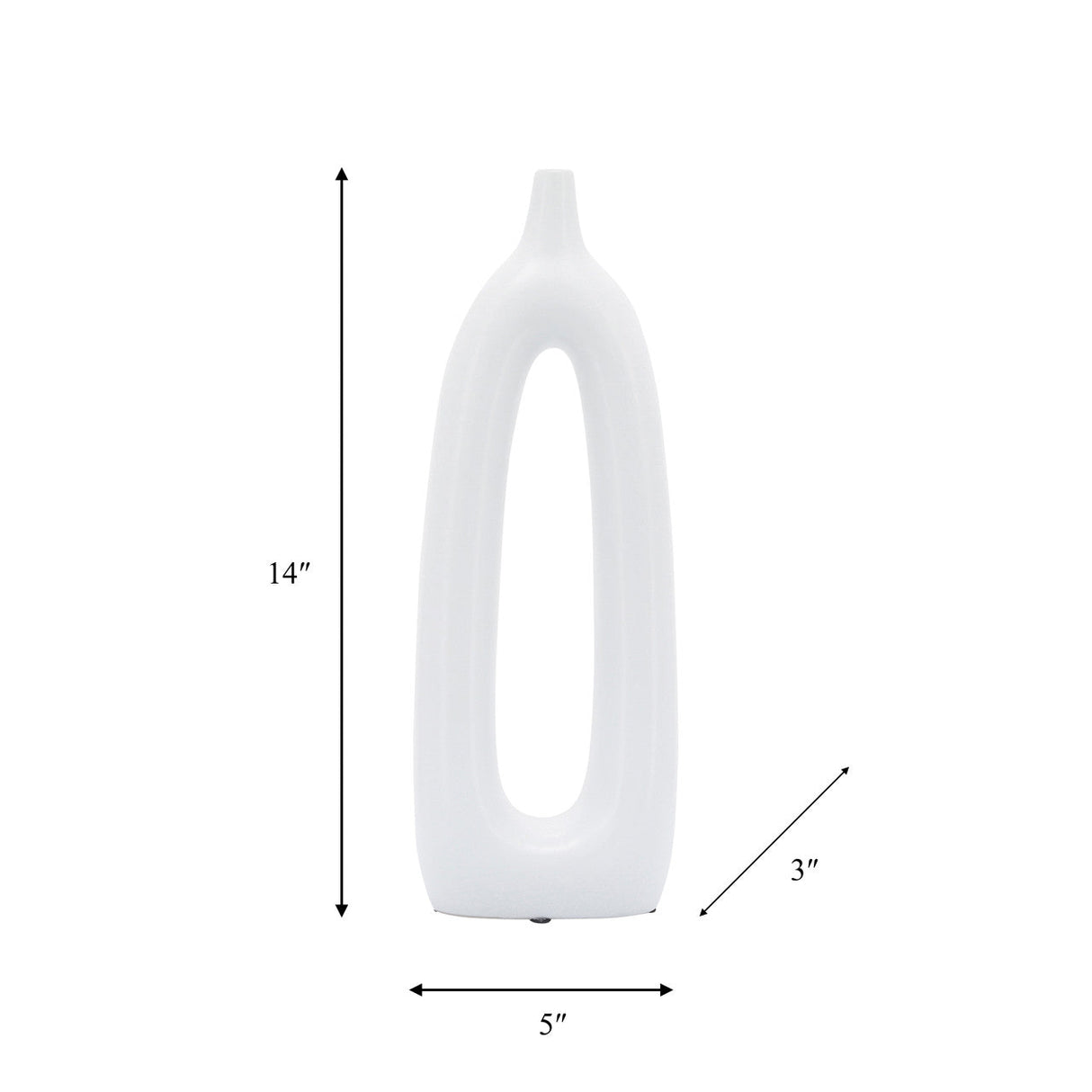 Cer, 14"h Open Cut-out Vase, White