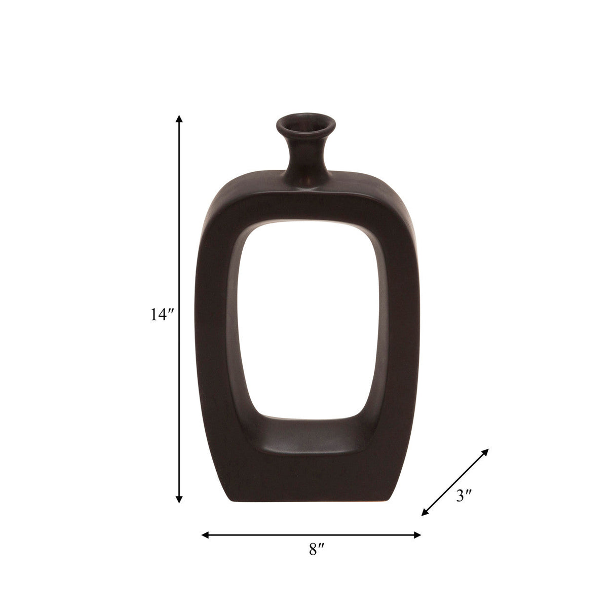 Cer, 14" Vase W/cutout, Black