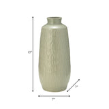 Cer, 15"h Carved Vase, Cucumber