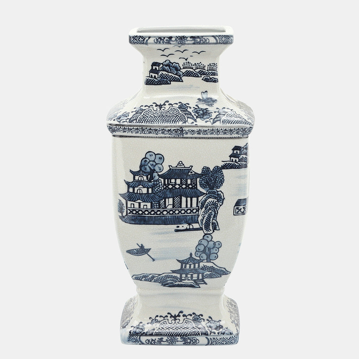 Cer, 15"h Chinoiserie Vase, Blue