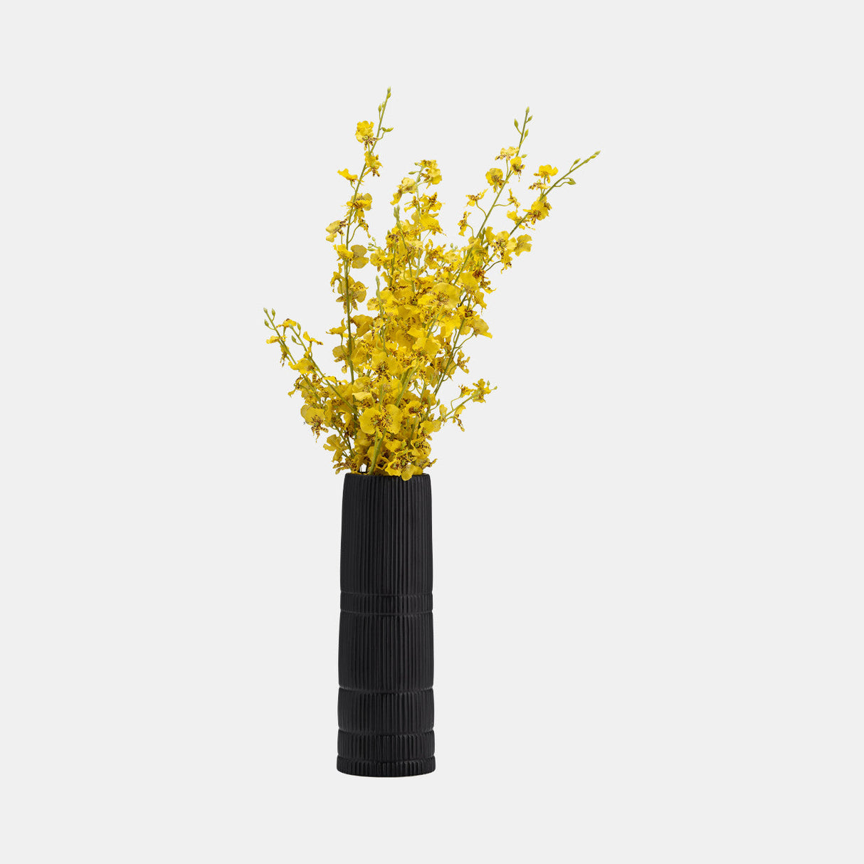 Cer, 15"h Lined Cylinder Vase, Matte Black