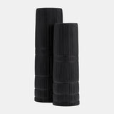 Cer, 15"h Lined Cylinder Vase, Matte Black