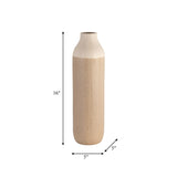 Cer, 16" 2-tone Vase, White/tan