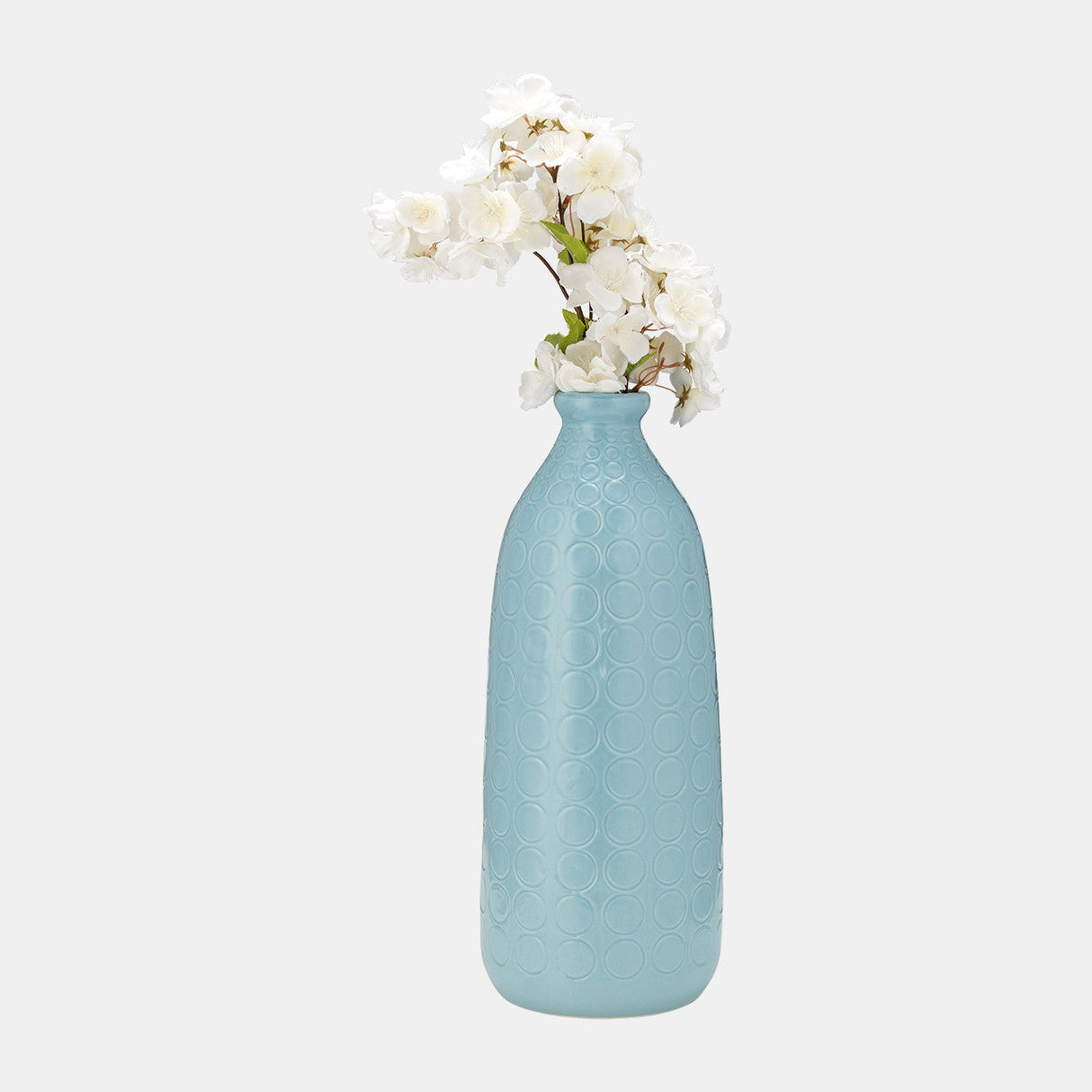 Cer, 16" Circles Vase, Aqua Haze