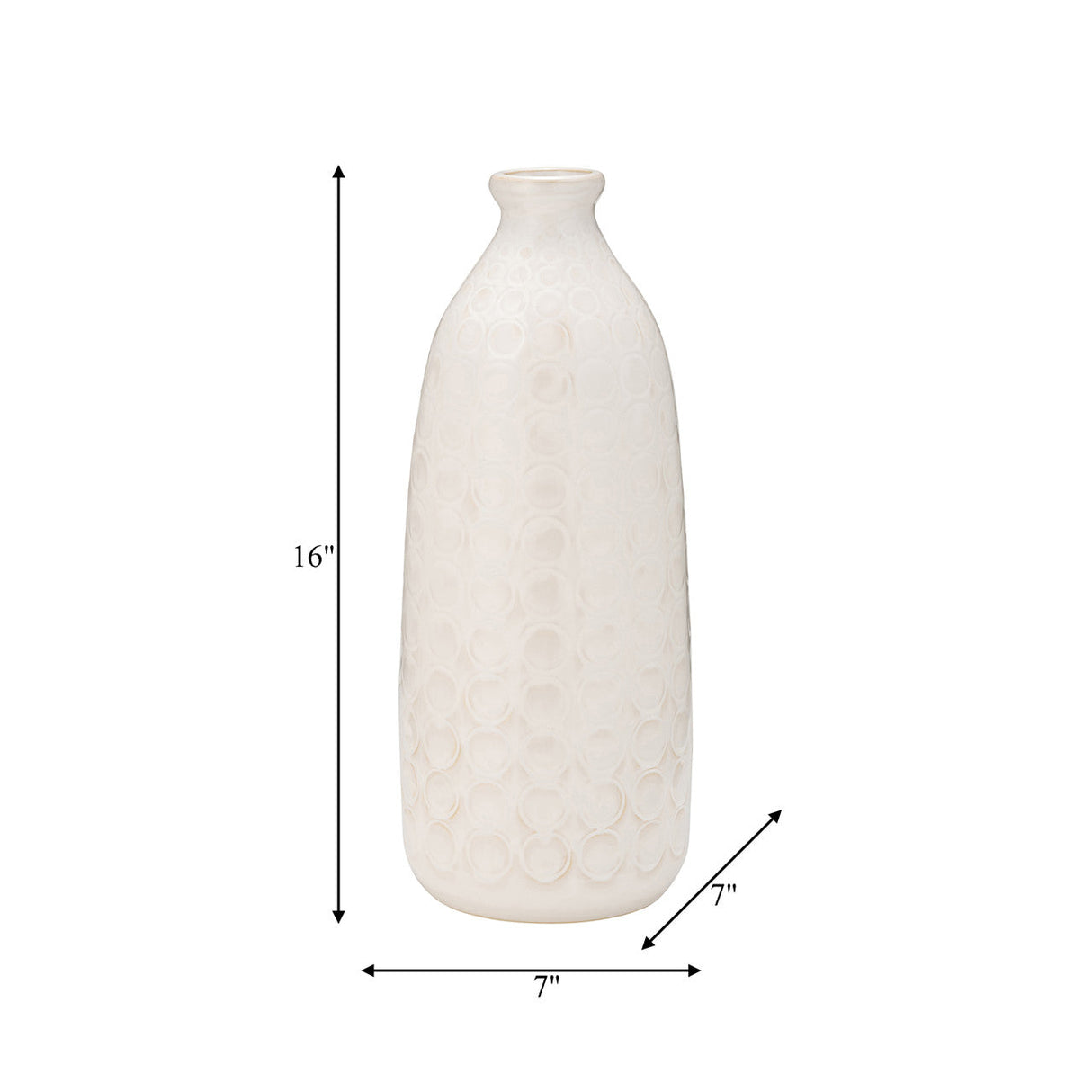 Cer, 16" Circles Vase, Beige