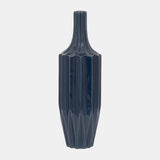 Cer, 16" Fluted Vase, Navy