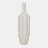 Cer, 16" Fluted Vase, White