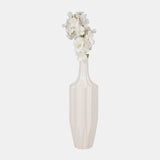 Cer, 16" Fluted Vase, White