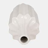 Cer, 16" Fluted Vase, White