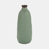 Cer, 16"h Dimpled Vase, Green