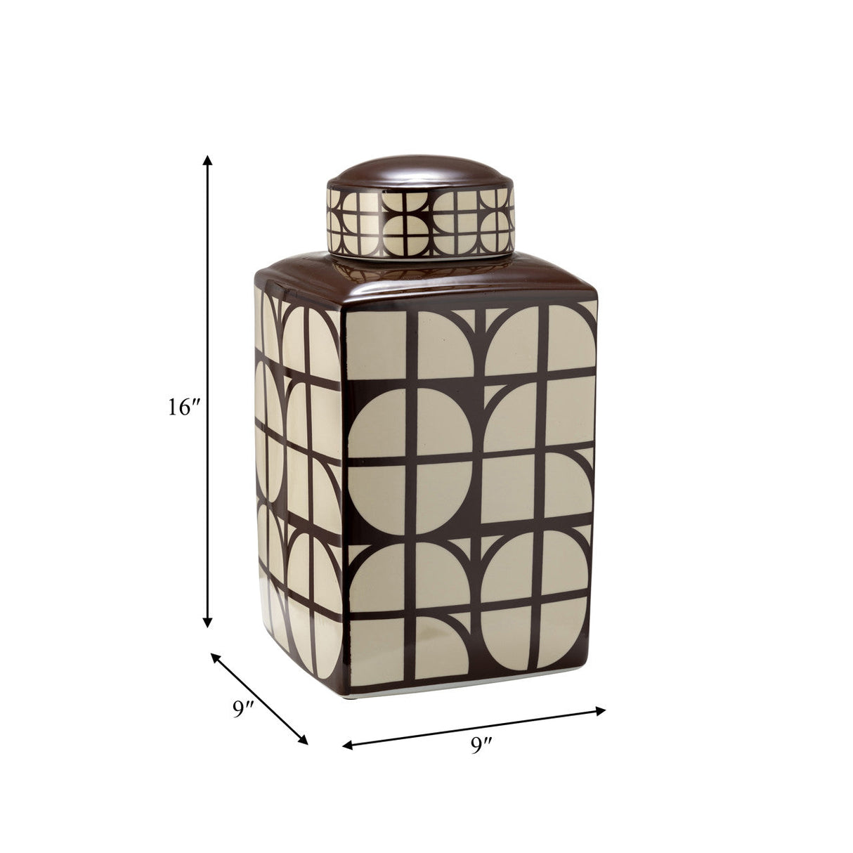 Cer, 16"h Square Jar W/ Lid, Java/cotton